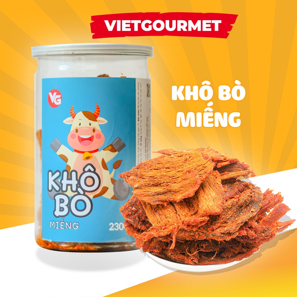 Khô bò miếng loại 1 VIETGOURMET/ Thịt bò khô vị cay thơm đặc sản Việt ngon thích hợp làm quà tặng/ ăn vặt Hà Nội