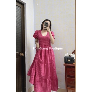 Đầm caro 2 lớp