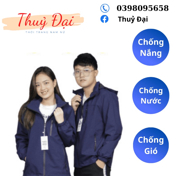Áo khoác gió nam nữ cao cấp 2 lớp, chất gió tráng bạc, chống nước,chống gió, ngăn tia UV | BigBuy360 - bigbuy360.vn