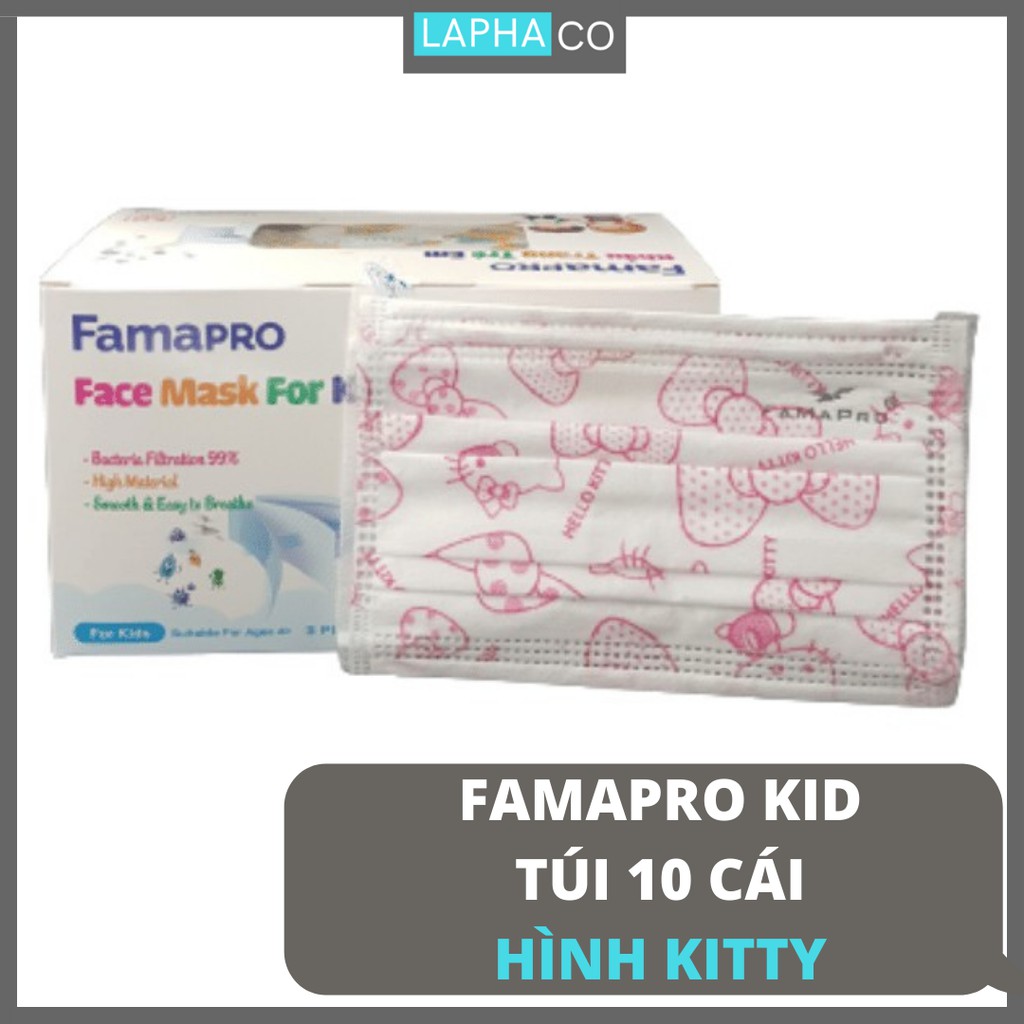 Combo 2 hộp Khẩu trang y tế trẻ em 3 lớp kháng khuẩn chuẩn FDA Nam Anh Famapro kid (50 cái /hộp)