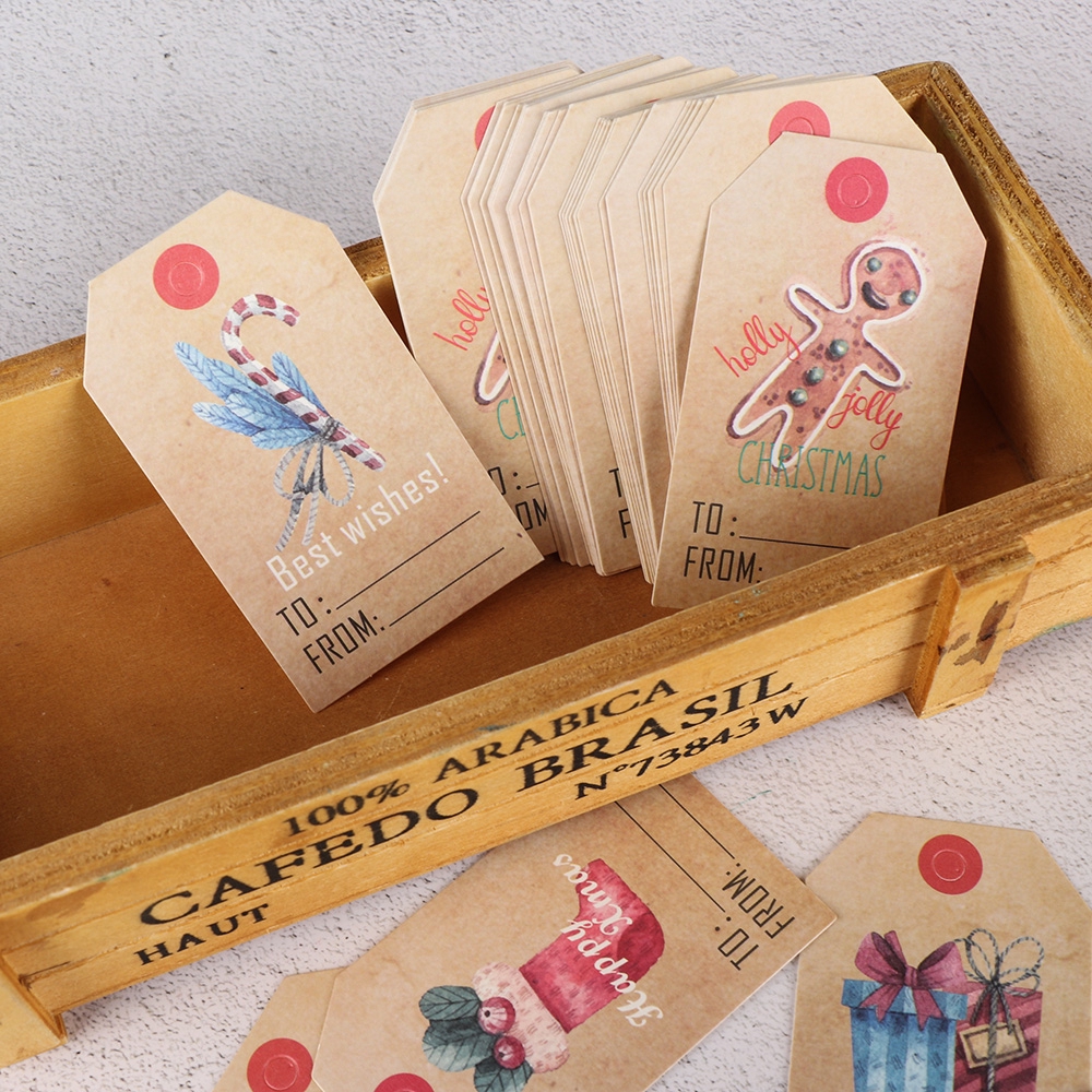 Bộ 50 thẻ giấy kraft treo trang trí giáng sinh