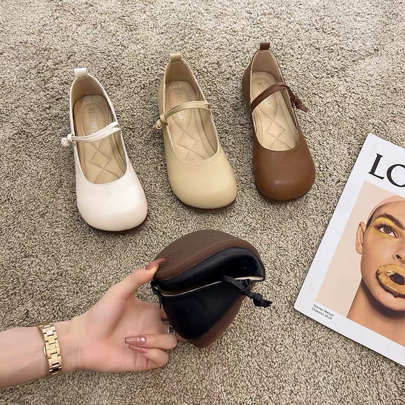 Giày búp bê da mềm mũi tròn mã 1819