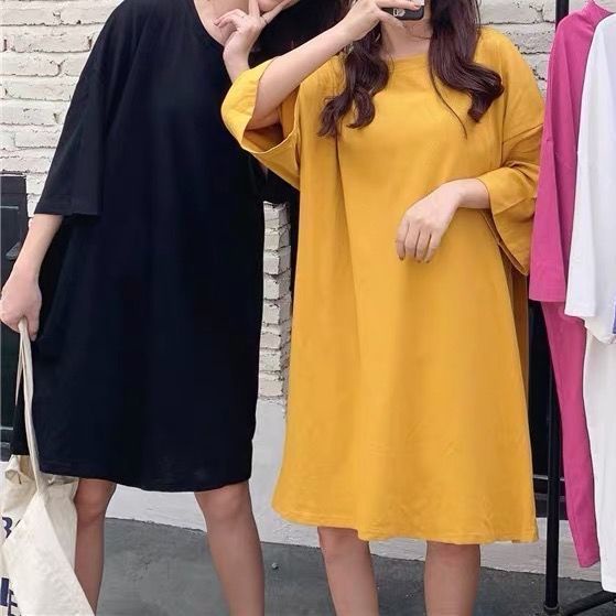 Đầm Ngủ Tay Lửng Dáng Rộng Màu Sắc Ngọt Ngào Thời Trang Mùa Hè Cho Nữ