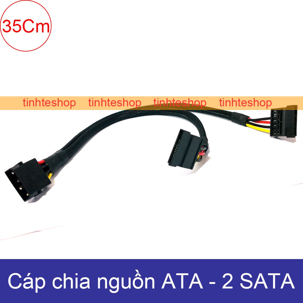 Cáp chuyển nguồn Molex ATA/IDE sang 2 SATA - Đổi từ nguồn máy tính ra 2 SATA cấp nguồn cho SSD HDD DVD-R DIY 35Cm