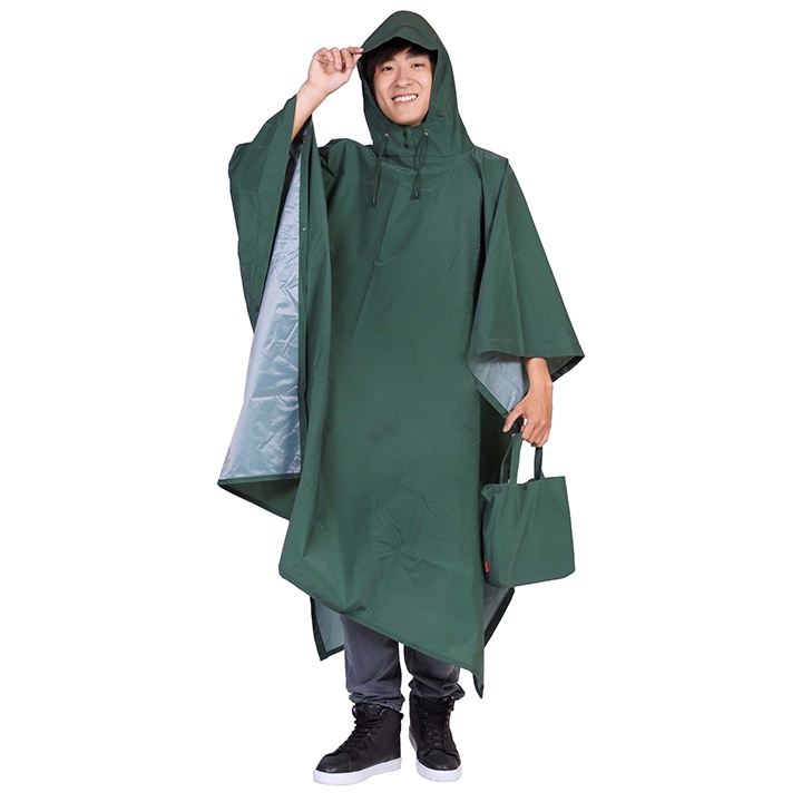 Áo Mưa Cánh Dơi Xẻ Tà Vải Tổ Ong Phủ Xe, Mang Balo, Phù Hợp Nhiều Loại Xe, Áo Mưa Rằn Ri