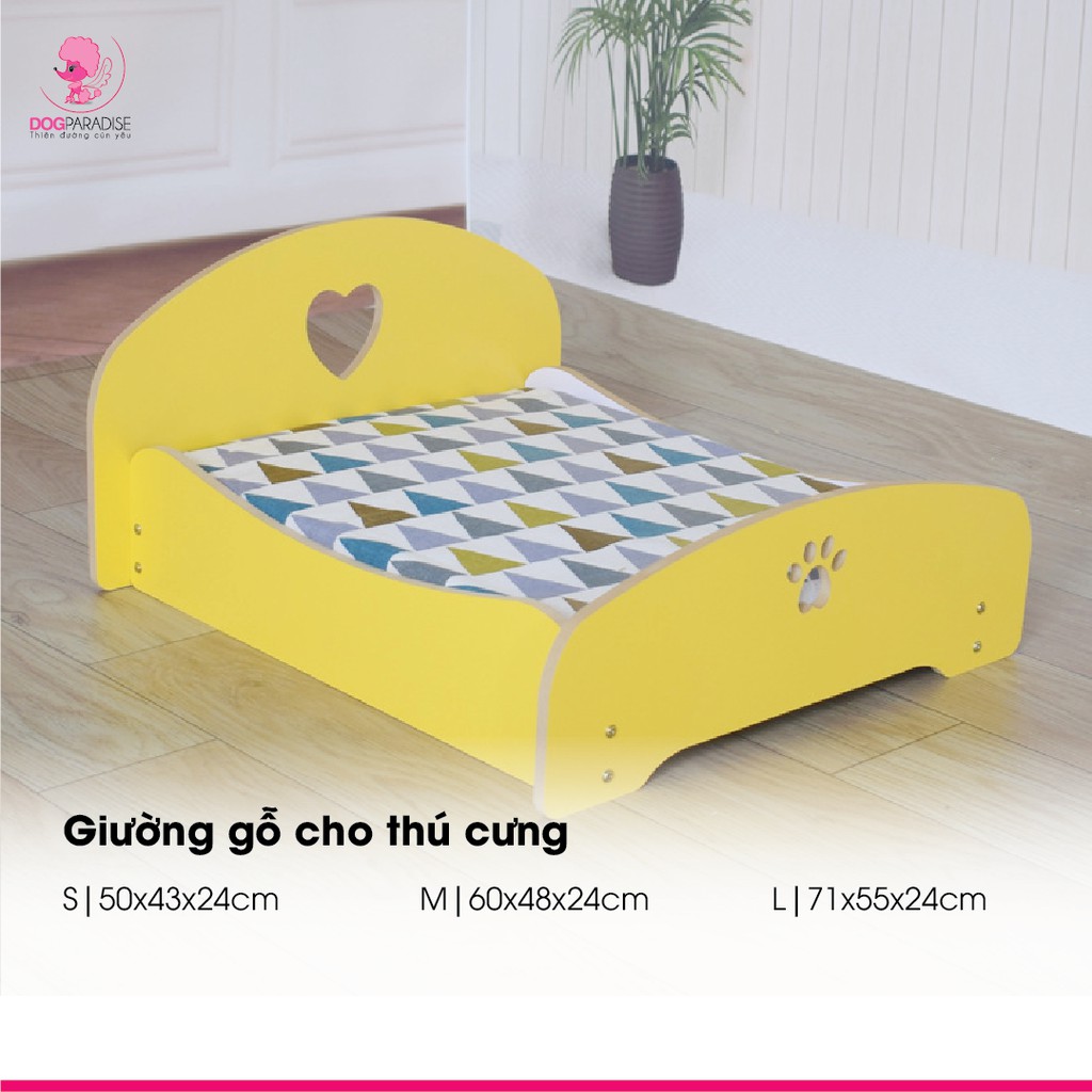 Giường gỗ cho thú cưng màu vàng Loffepet, 3 size - 6972354870919