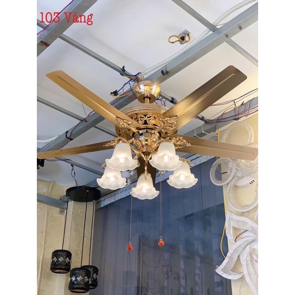 Quạt Trần Đèn 5 Cánh 5 Chao Đủ Mẫu Hàng Cao Cấp