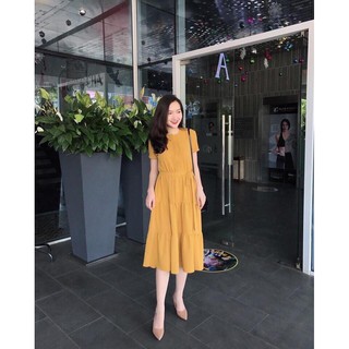 Váy mango 3 tầng màu vàng