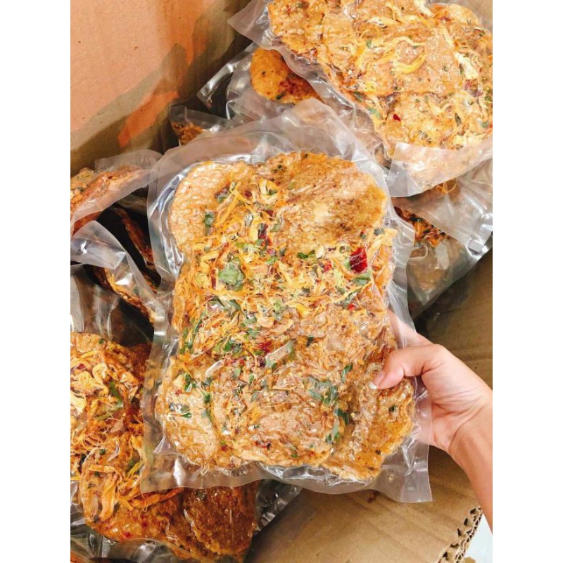 Cơm Cháy Mắm Hành Nguyên Miếng Mix Khô Gà Lá Chanh 500g