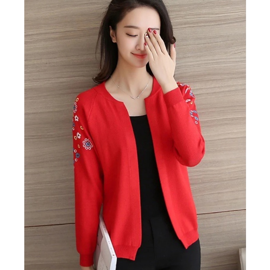 Áo Len Nữ Cardigan Áo Khoác Len Kiểu Hàn Quốc Thêu Hoa ALN020 ShopMaySG Hàng Chất Lượng Và Có Sẵn