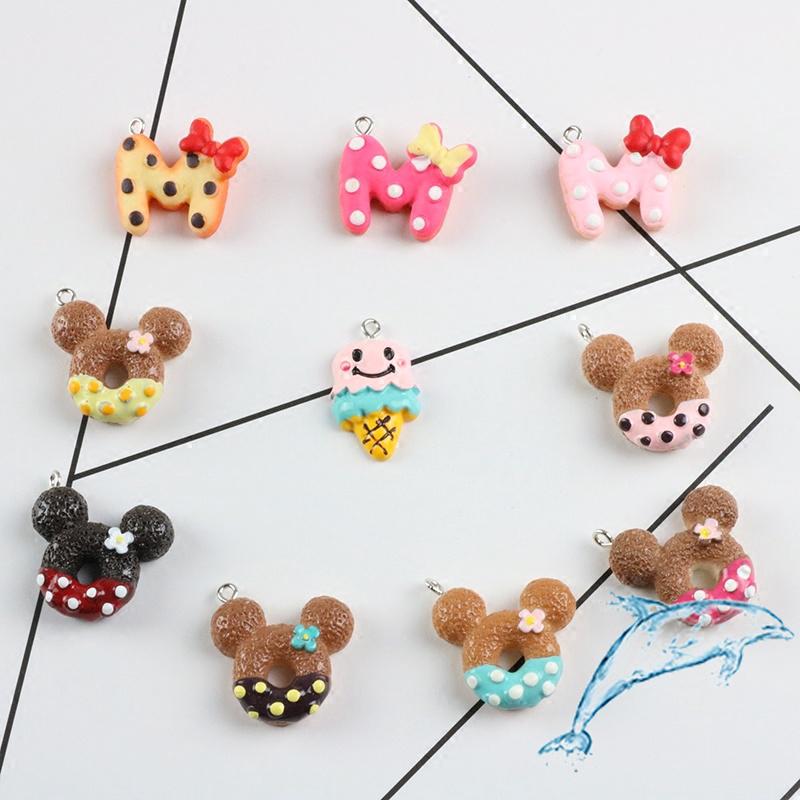 Trang Sức Thủ Công DIY Handmade Chất Liệu Phụ Kiện Hàn Quốc Nhựa Mickey Nơ Bánh rán Bông Tai Tự Chế Bông Tai Bông Tai Vòng Chìa Khóa Mặt Dây Chuyền Túi Mặt Dây Chuyền Mặt Dây Chuyền