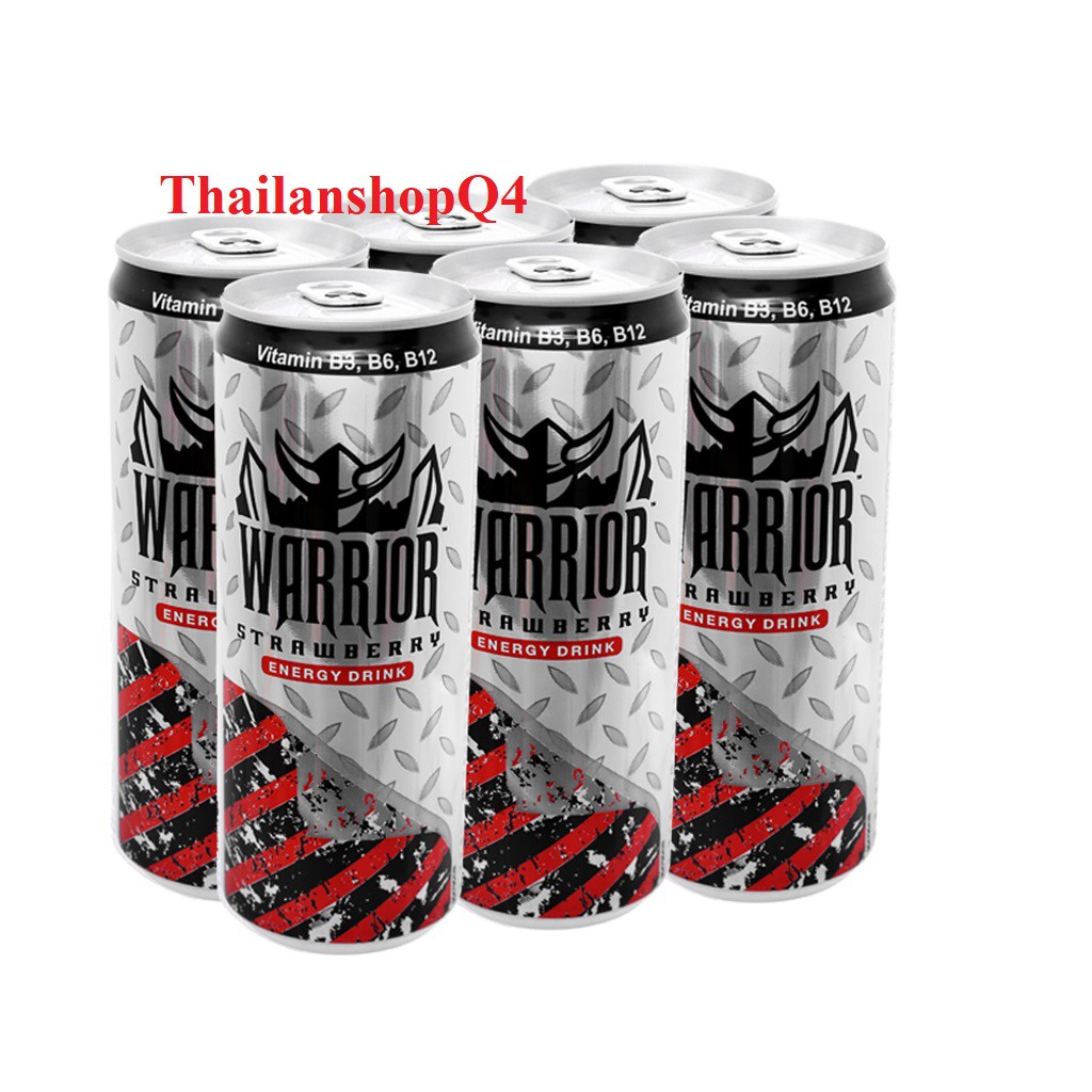 HCM - Combo 6 lon nước ngọt có gas Warrior 325ml Thái Lan