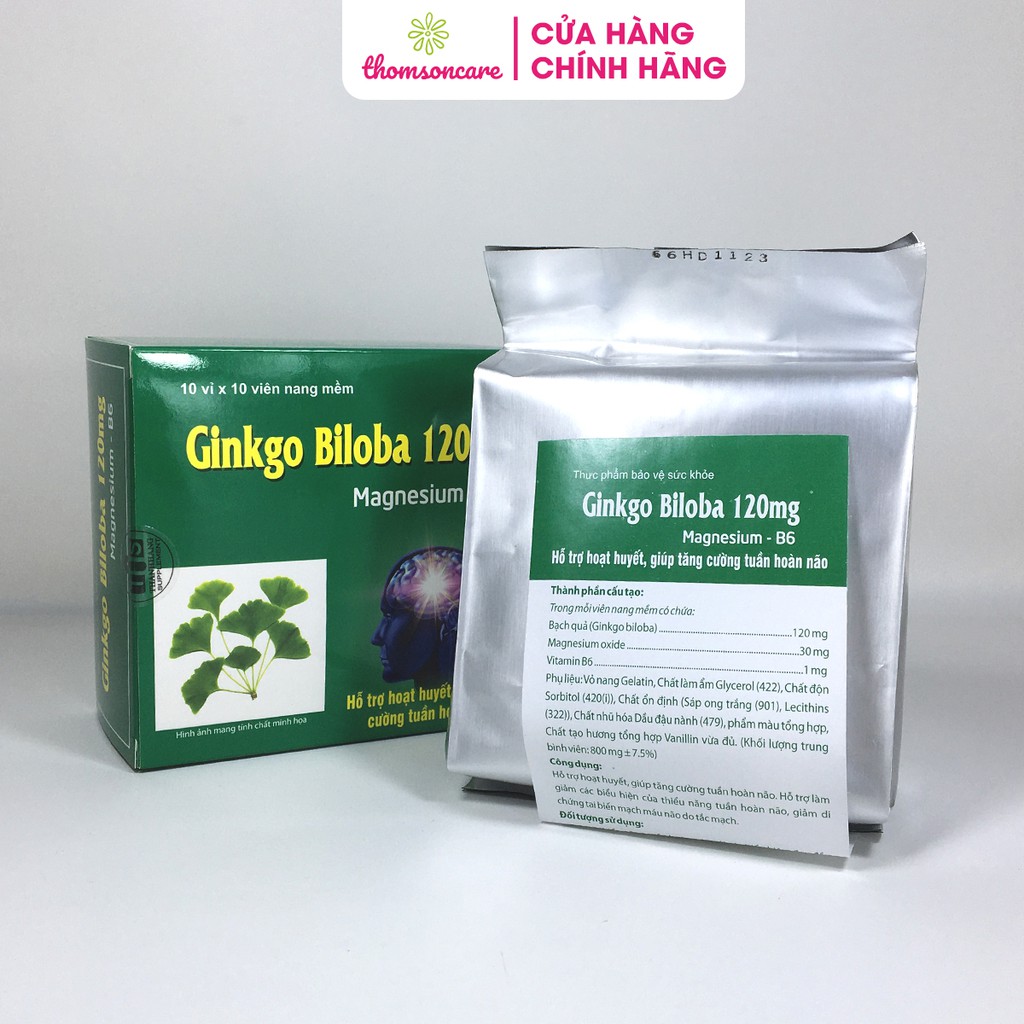 Ginkgo Biloba 120mg Magne B6 - Giúp tăng tuần hoàn não, cải thiện trí nhớ - Hộp 100v