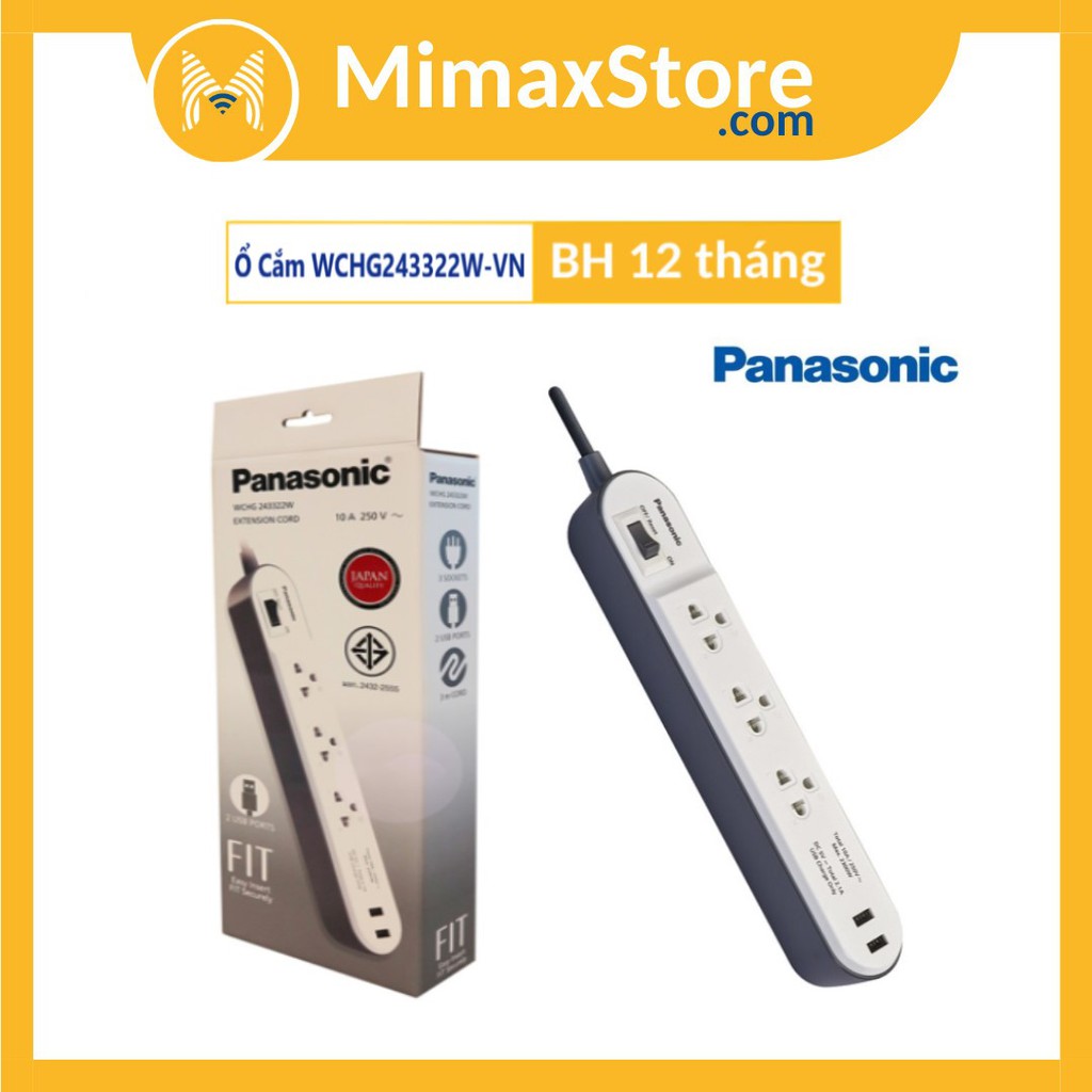 [Hỏa Tốc - HCM] Ổ Cắm Có Dây USB Panasonic WCHG243322W-VN | Bảo Hành 12 Tháng | Hàng Chính Hãng Panasonic | Mimax Store