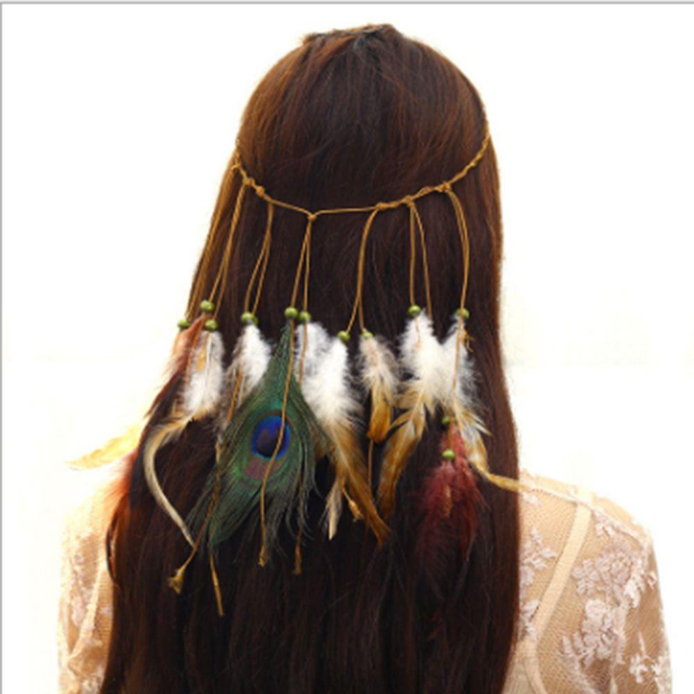 Băng Đô Cài Tóc NICKOLAS Đính Lông Vũ Phong Cách Boho Thời Trang Cho Nữ