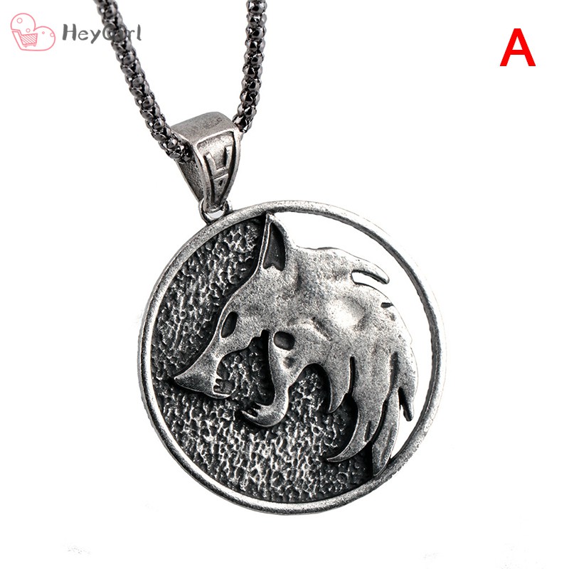 The Witcher Medallion Chain Necklace Wizard Wolves Head Cosplay Prop Alloy Accessories for Men Boys