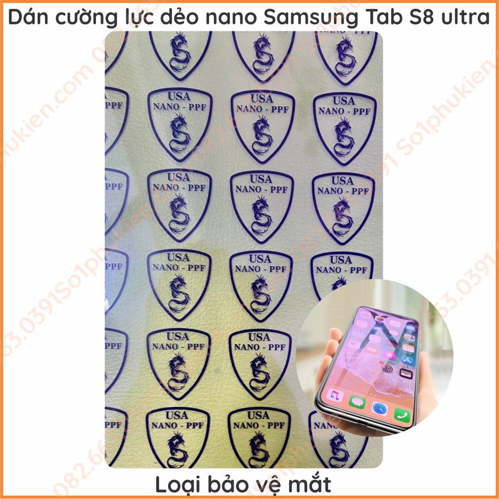 Dán cường lực Samsung tab s8 ultra  dẻo nano, trong suốt, bảo vệ màn hình