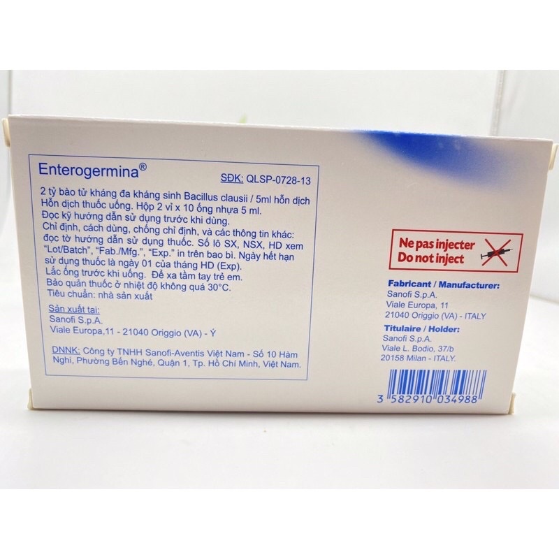 men vi sinh enterogermina sanofi 2 billion/5ml (ý italy) cho trẻ sơ sinh trẻ nhỏ người lớn phụ nữ mang thai cho con bú
