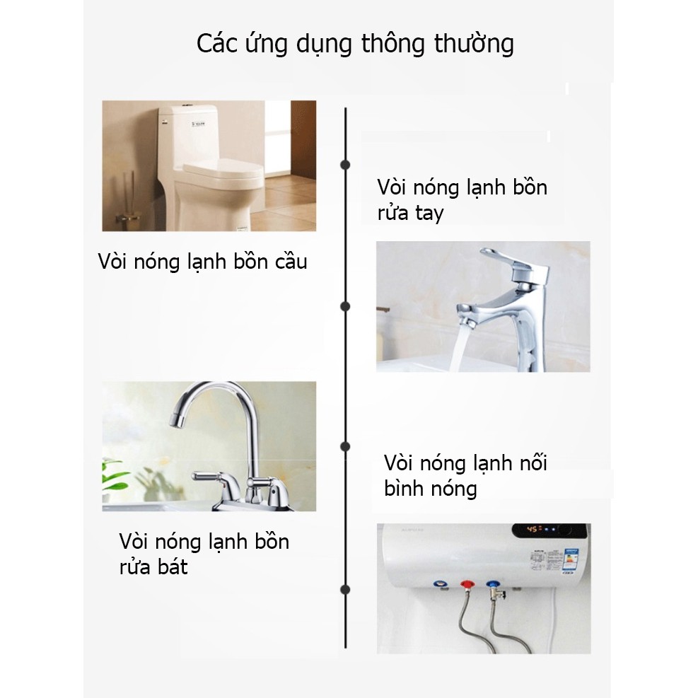 Bộ 2 dây cấp nóng lạnh 40cm, 80cm dùng cho vòi Lavabo hoặc vòi rửa chén Dafeng