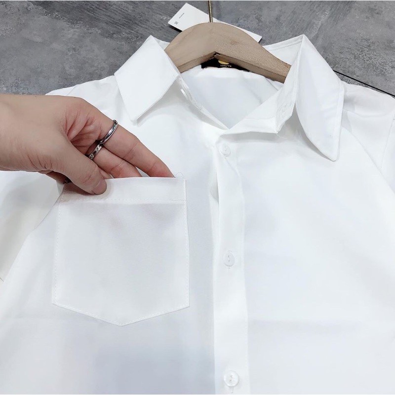 ÁO SƠ MI TRẮNG CỘC TAY TÚI NGỰC