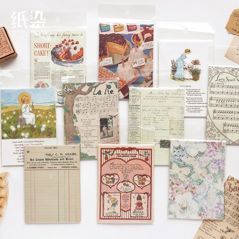 Set 50 tấm giấy nền vintage retro cổ điển hiện đại aesthetic trang trí sổ bullet journal, decor thư thiệp quà