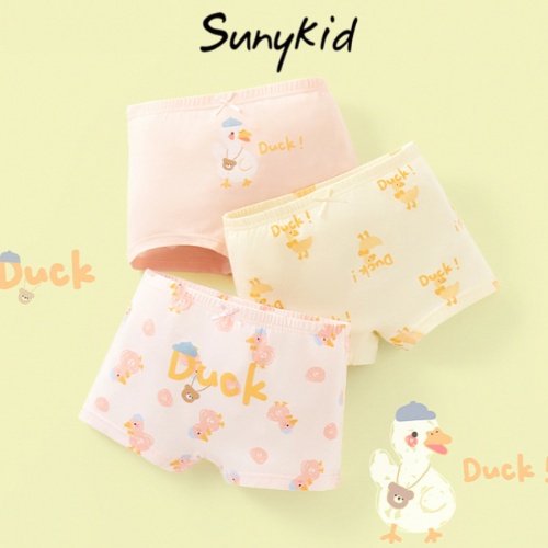 Quần lót bé gái combo 3 quần chíp đùi trẻ em cotton HC506 thoáng mát kháng khuẩn Sunykid cho bé từ 2-16 tuổi