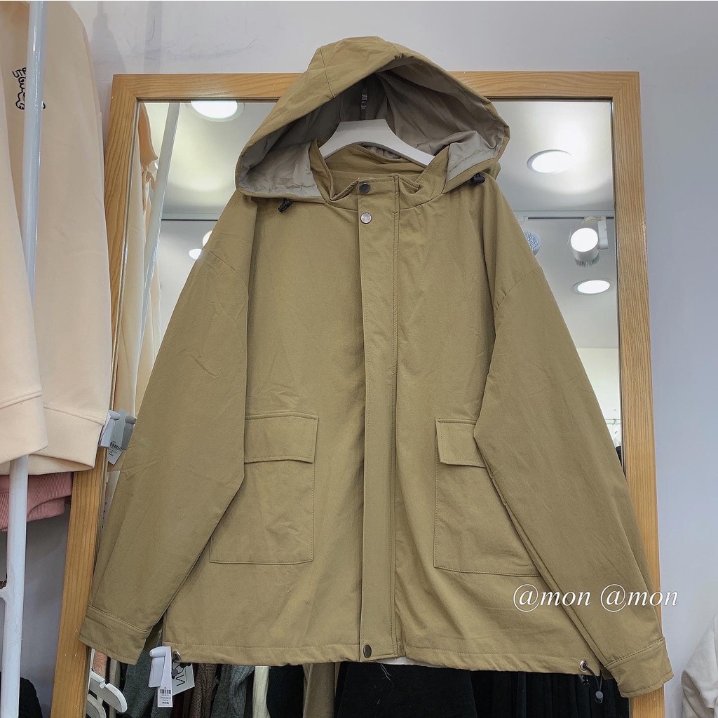 2101645 Áo khoác gió - áo khoác unisex nam nữ chất gió có mũ liền áo - có lót trong freesize | BigBuy360 - bigbuy360.vn