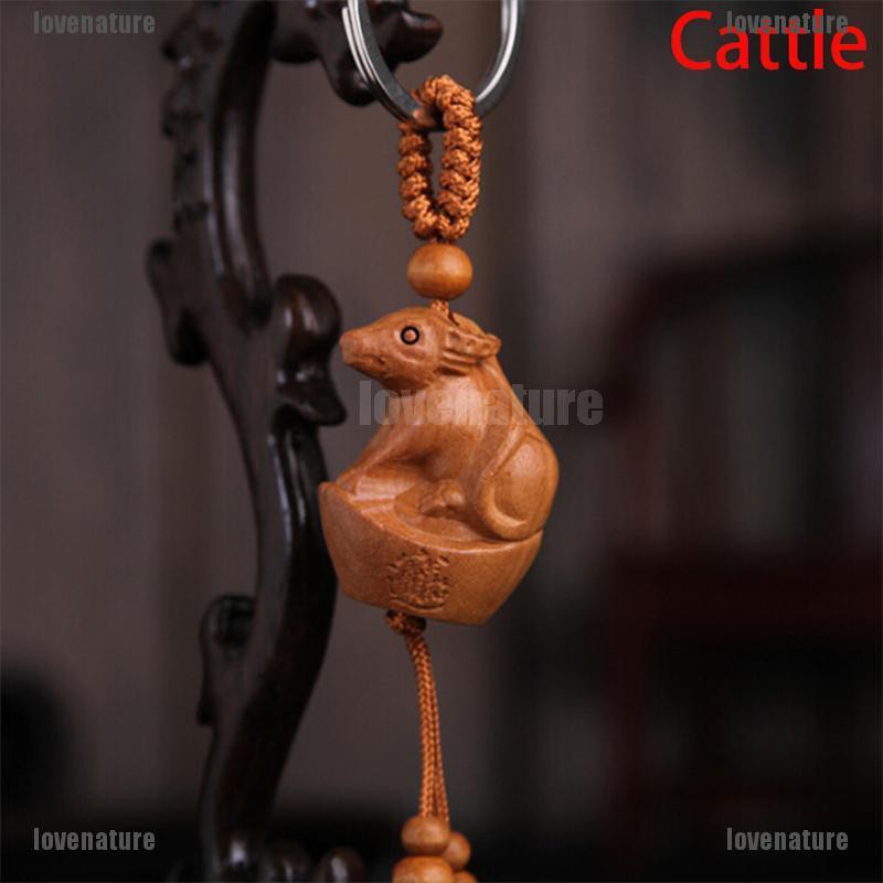 Móc khóa bằng gỗ tự nhiên tạo hình 12 con giáp handmade
