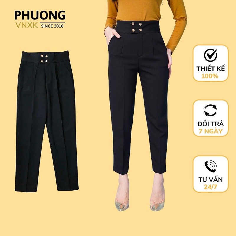 Quần baggy nữ công sở cạp cao bản to hách chân, vải vintex đủ size