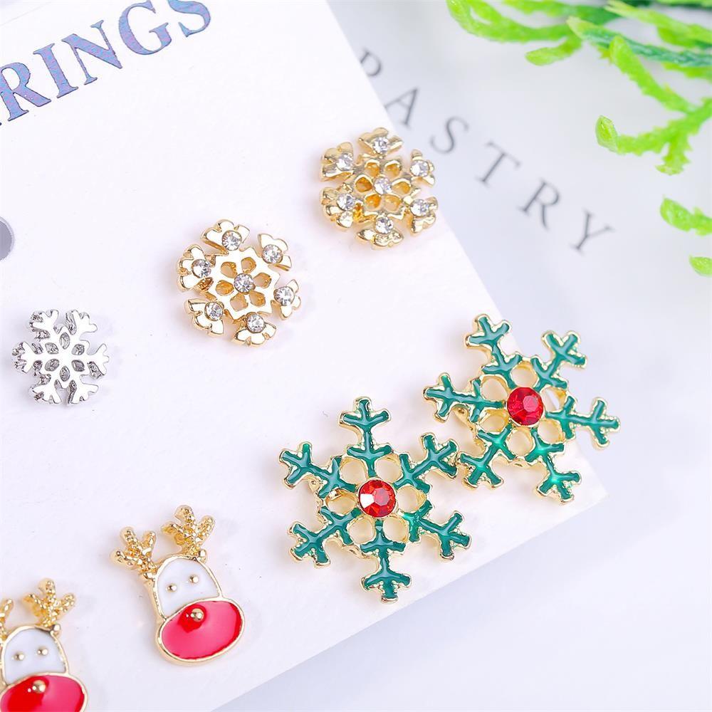 Set 6 Đôi Bông Tai Chủ Đề Giáng Sinh Đáng Yêu|Khuyên Tai Nữ Trang Tạo Hình Độc Đáo
