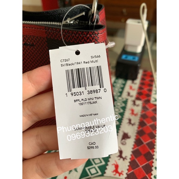 Túi Coach bucket mini C7267 multi red AUTHENTIC