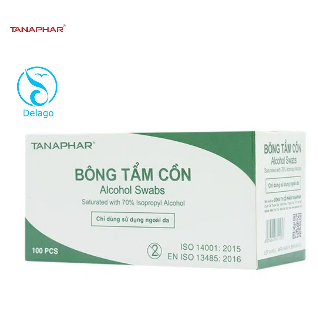 Bông tẩm cồn Tanaphar [Việt Nam] - hộp 100 miếng