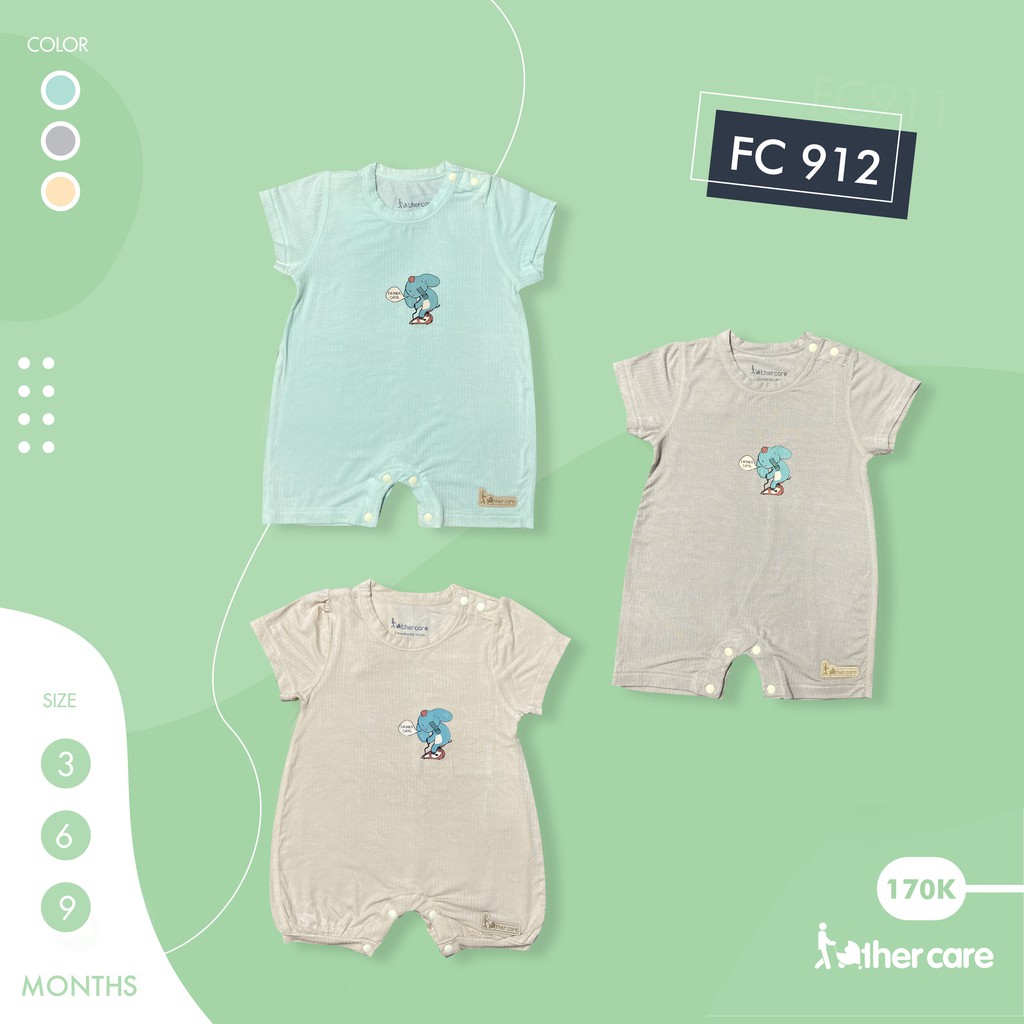 Body sơ sinh FatherCare Cài vai CT - Voi đạp xe FC912