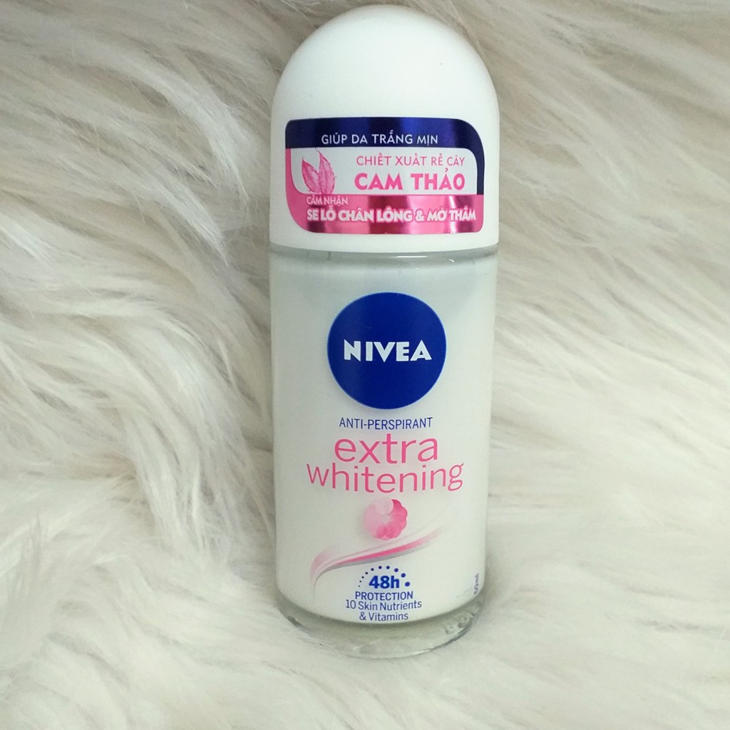(HSD 2024 - 50ml) Lăn ngăn mùi NIVEA Extra Whitening trắng mịn mờ vết thâm | WebRaoVat - webraovat.net.vn