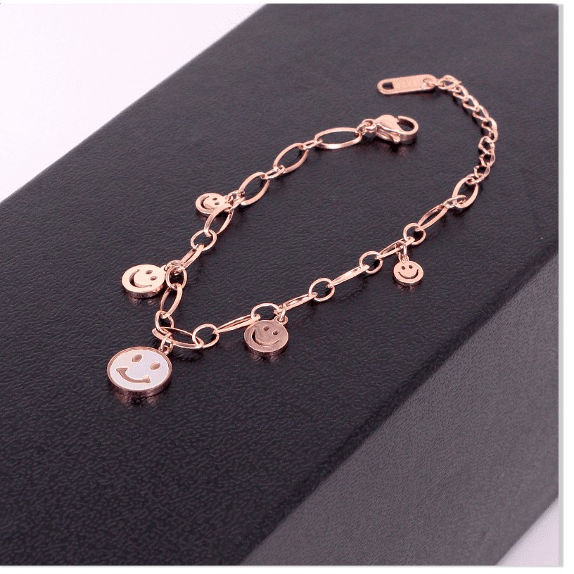 Vòng tay lắc tay nữ titan mặt cười H14-401 - CAM KẾT KHÔNG GỈ, KHÔNG BAY MÀU - BẢO HÀNH 12 THÁNG