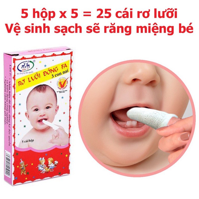(Combo 10 Hộp) Rơ Lưỡi Đông Fa - Làm sạch lưỡi, răng miệng của bé