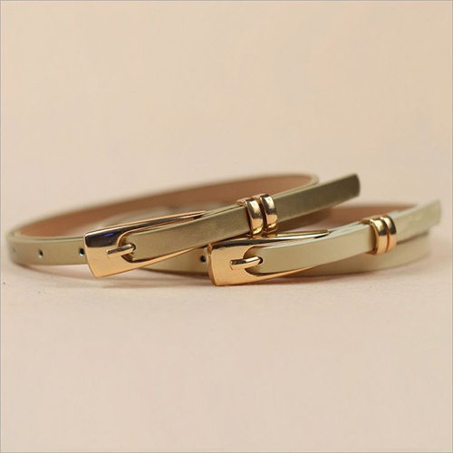 Thắt lưng giả da có nút khóa bản nhỏ màu kẹo thời trang dành cho nữ