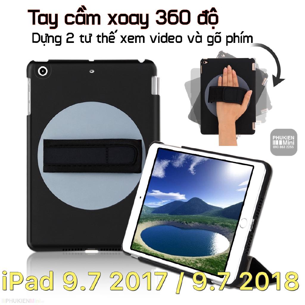 Bao da xỏ tay mâm xoay 360 độ, 2 tư thế gấp máy cho iPad Gen5 2017 9.7inch / Gen 6 2018 9.7inch