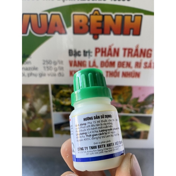 Vua bệnh (chai 15ml) chuyên trị bệnh phấn trắng rỉ sắt vàng lá thối nhũn cho cây hoa Hồng hoa Lan &amp; cây kiểng