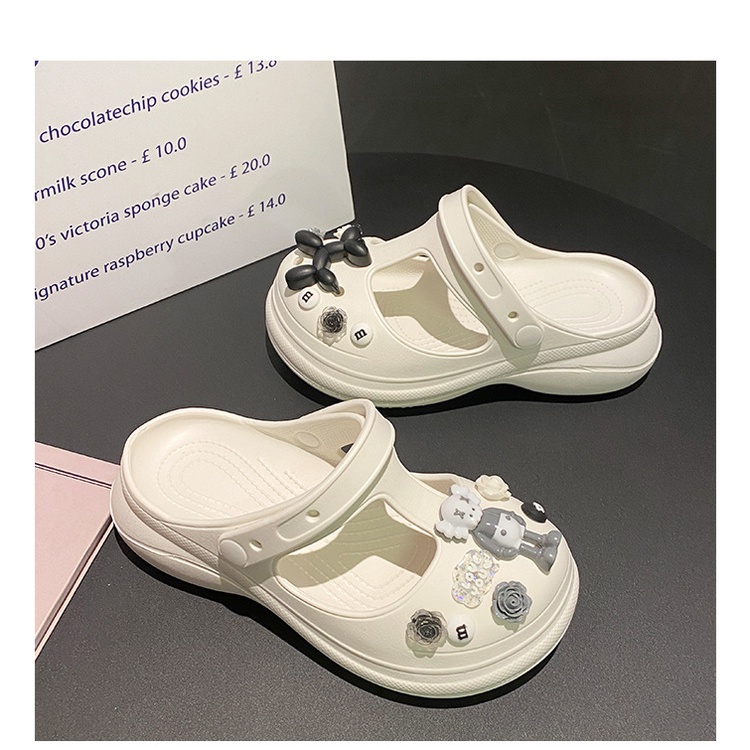 Dép nữ sục hở mũi Gấu Kaws độn đế 3cm tăng chiều cao đi cực êm thời trang ulzzang Hàn Quốc TH-92 (có video thật tự quay)