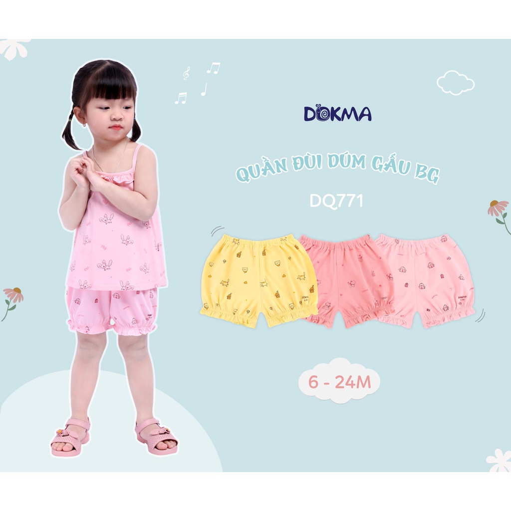 DQ771 Quần đùi bé gái nhún gấu modal Dokma (6-24M)