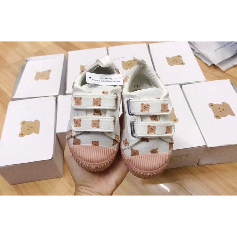 Giày vải canvas hoạ tiết gấu siêu xinh cho bé iu 🐻