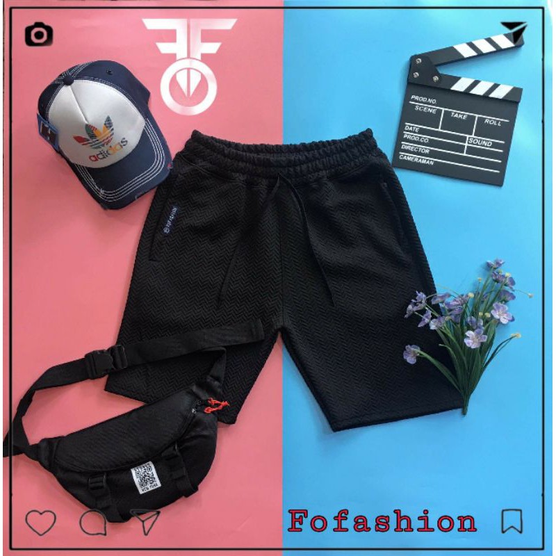 Quần SHORT Đen XƯƠNG CÁ  , MADE BY F.O.F