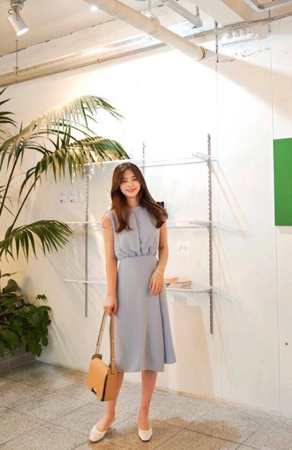 Đầm maxi cộc tay thắt nơ eo - D1050 | BigBuy360 - bigbuy360.vn
