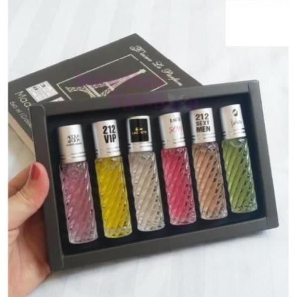 Hộp set 6 chai nước hoa lăn chiết Pháp