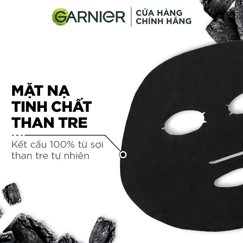 Bộ 5 mặt nạ rong biển &amp; than tre thanh lọc da Garnier Charcoal &amp; Black Algae Serum Mask