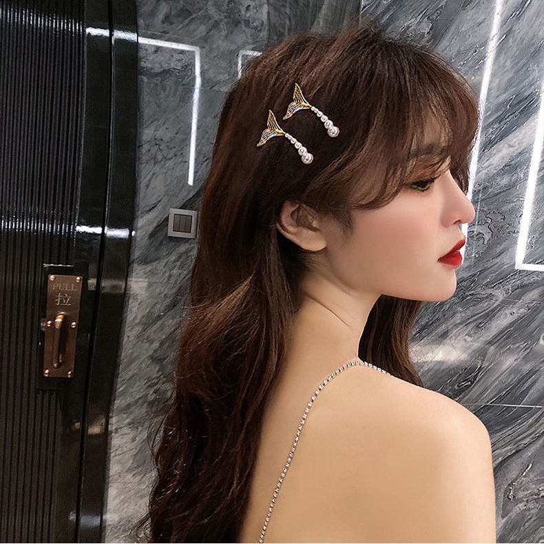 Kẹp Tóc Đuôi Nàng Tiên Cá Đính Ngọc Trai Phong Cách Hàn Quốc