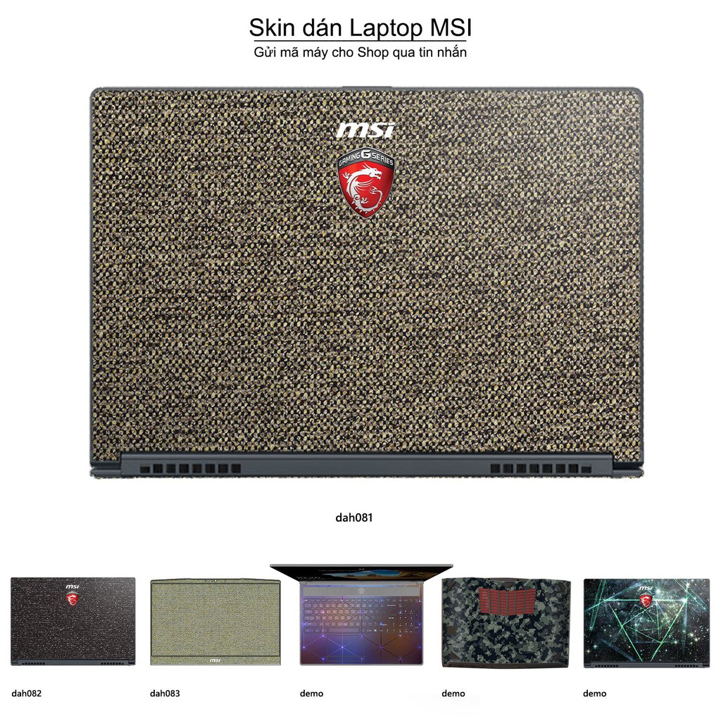 Skin dán Laptop MSI in hình vân vải (inbox mã máy cho Shop)