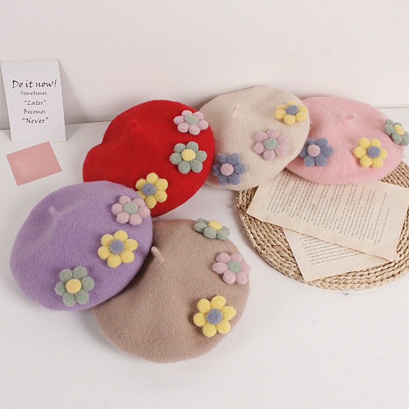 Mũ Beret Thời Trang Xinh Xắn Cho Bé Gái