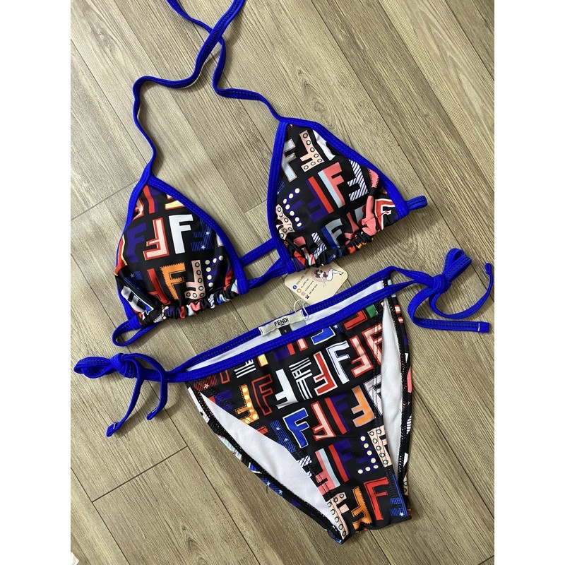 [BKN196] &lt;BRAND&gt; SET BIKINI FD CHỮ MÀU VIỀN XANH/ĐỎ